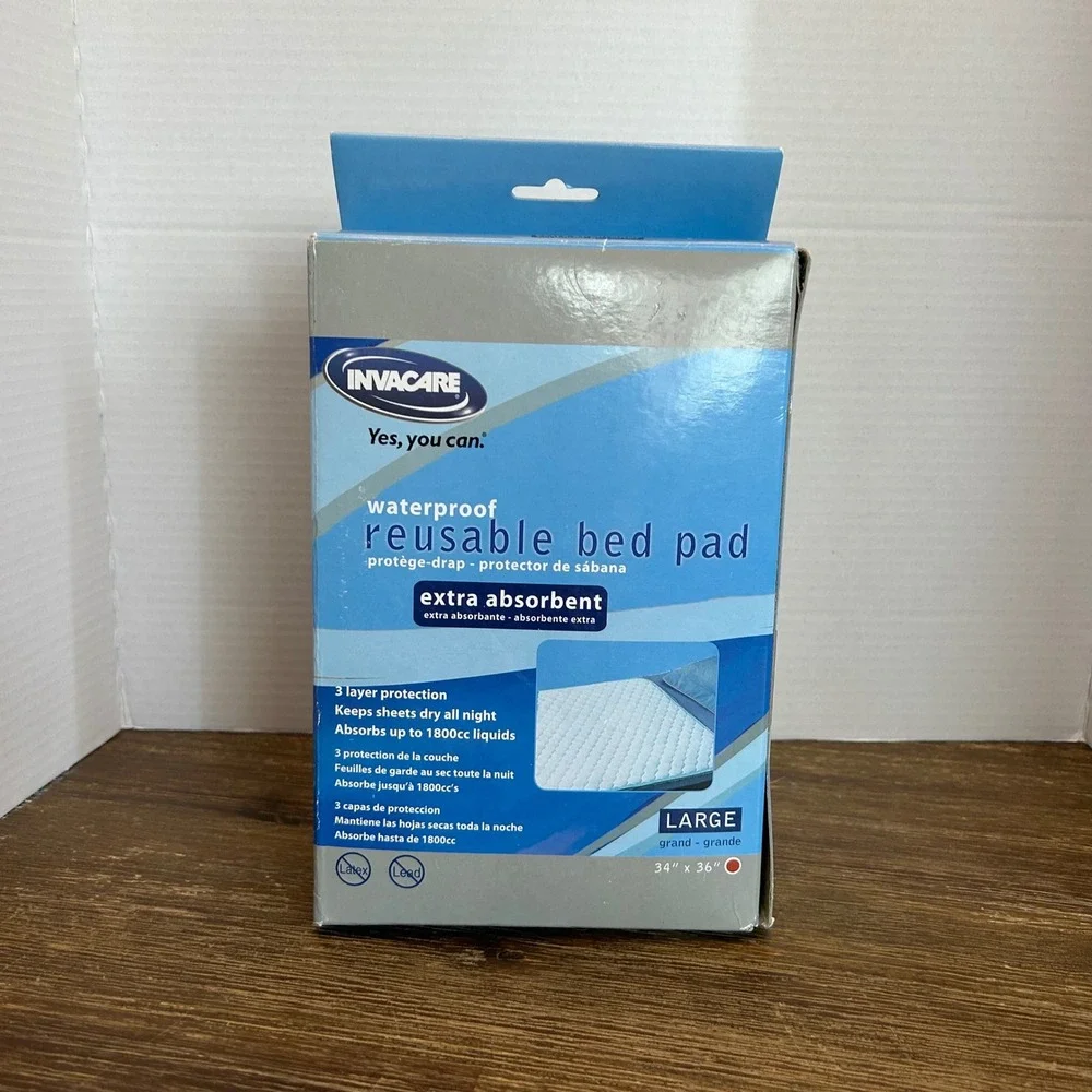 Invacare Reusable Bed Pad Large 34x36 White New Waterproof Extra Absorbent